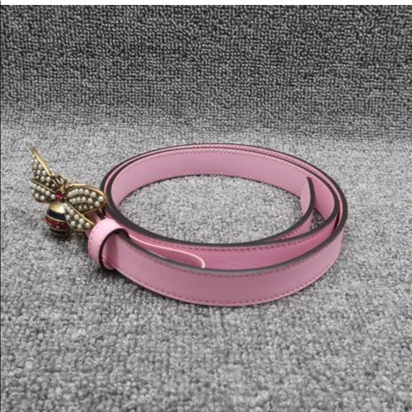 Brand new Authentic Gucci pink Bar”bee”-Hard to find color- bee belt main image 8